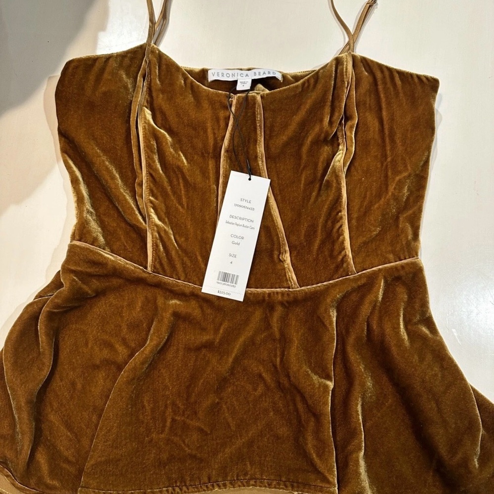 Veronica Beard Sebastian Peplum bustier  velvet camisole